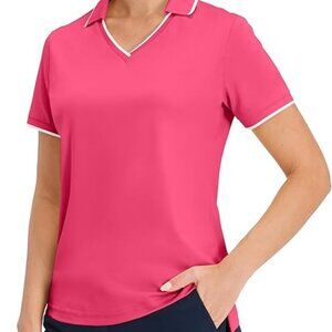 Hiverlay Women's Polo Golf Shirts Quick Dry UPF 50+ V-Neck with Collar Lightweig